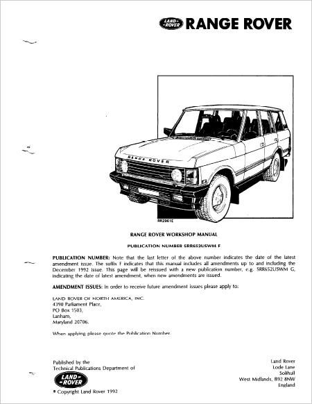 Range Rover Classic Workshop Service Repair Manual Download